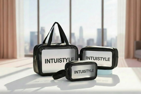 1Pcs Pu Transparent Three Piece Makeup and Toiletries Bag, Large Capacity Pvc Semi Transparent Frosted Portable Storage Bag